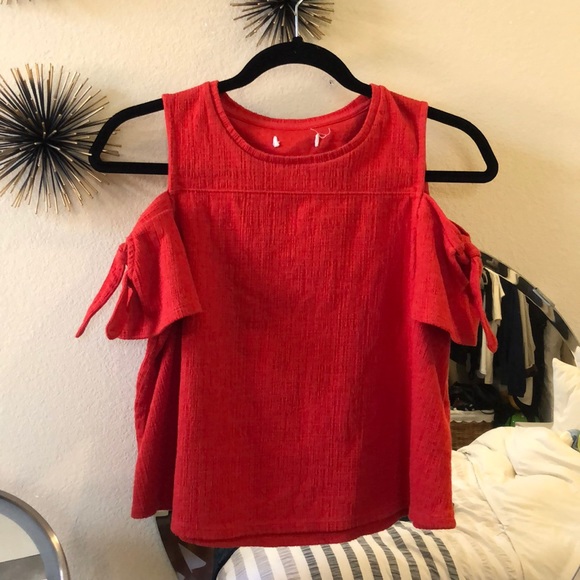 Madewell Skylark Cold Shoulder Tee in Red - Picture 2 of 5